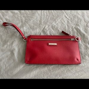 Red Calvin Klein wristlet